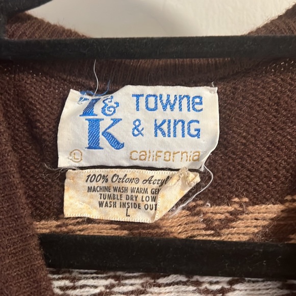 Vintage 70s Towne and King Brown Sweater Vest Large - Picture 2 of 4
